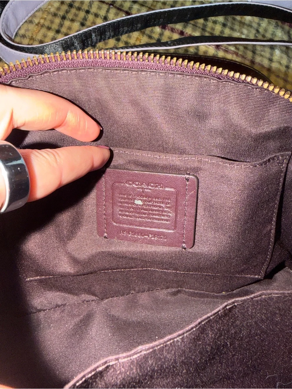 Coach Pebbled Dome Satchel in Plum with Gold Hardware